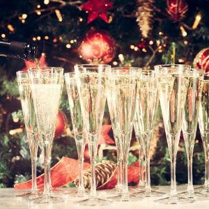 Glasses of champagne for Christmas parties