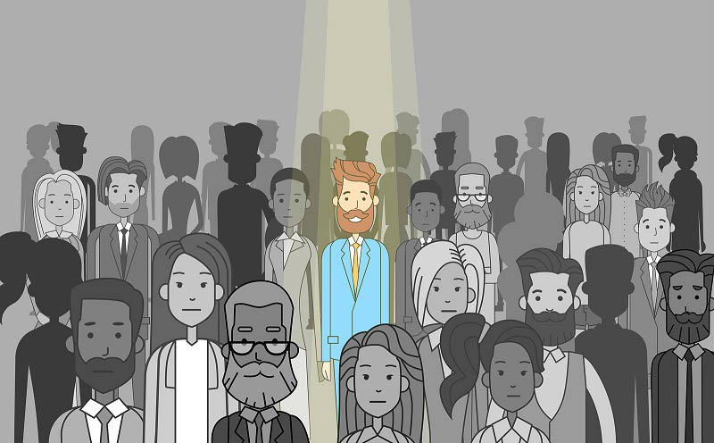 Standing out from others cartoon