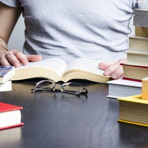 Man reading books