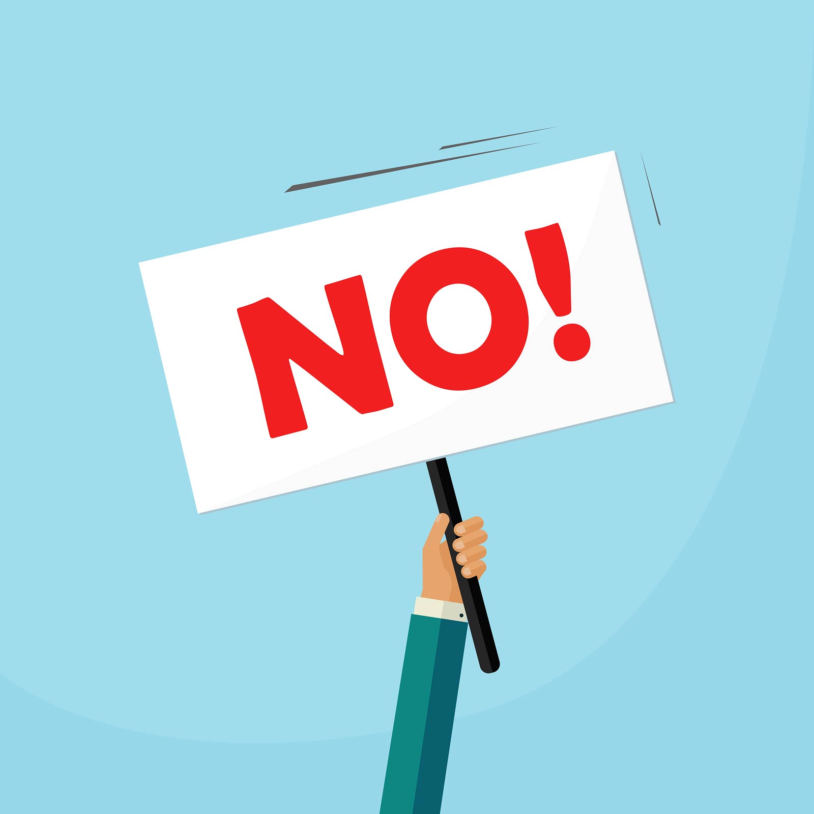 Cartoon holding NO sign