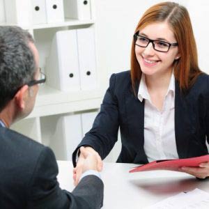 Job applicant having interview