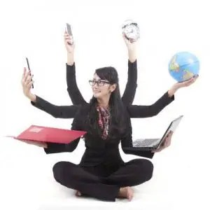 Multi tasking Business Woman