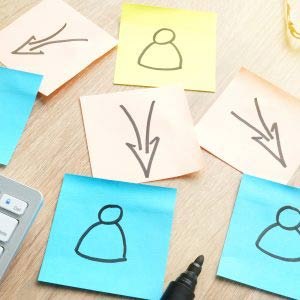 Delegating tasks to your team concept on notes