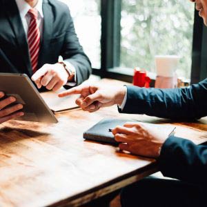 Two business men in a meetings