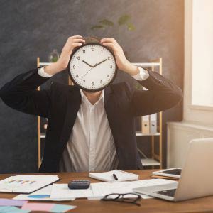 Business man running out of time
