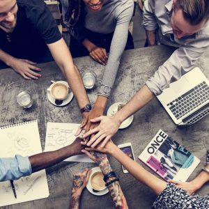 Collaborative team working together