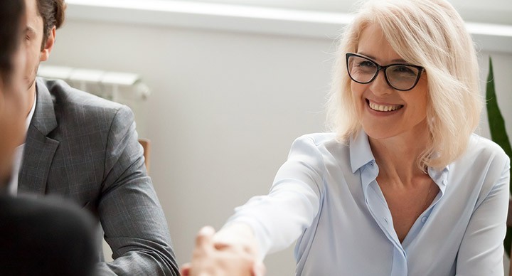 Two people holding a job interview