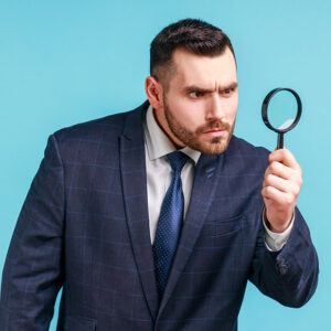 man looking magic glass