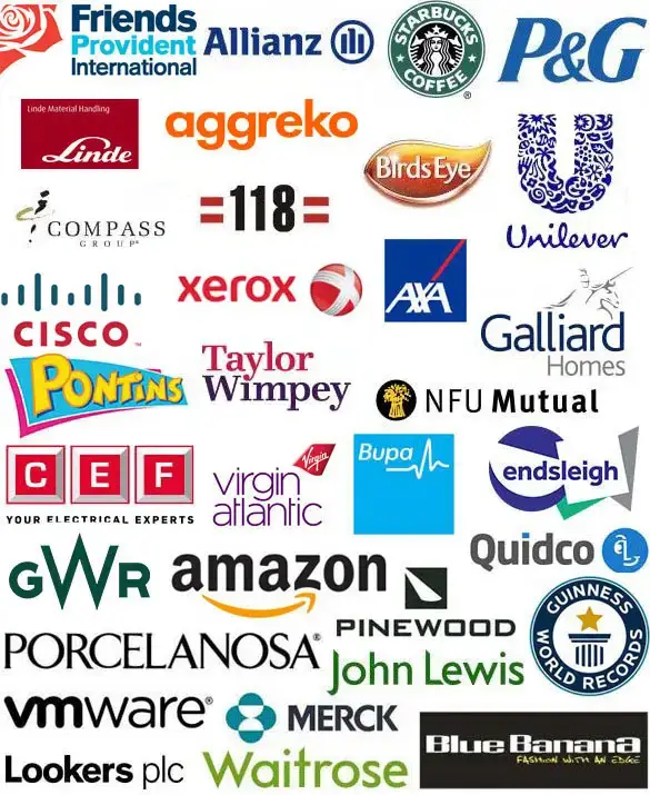 A list of private client logos who have used us for communication skills training