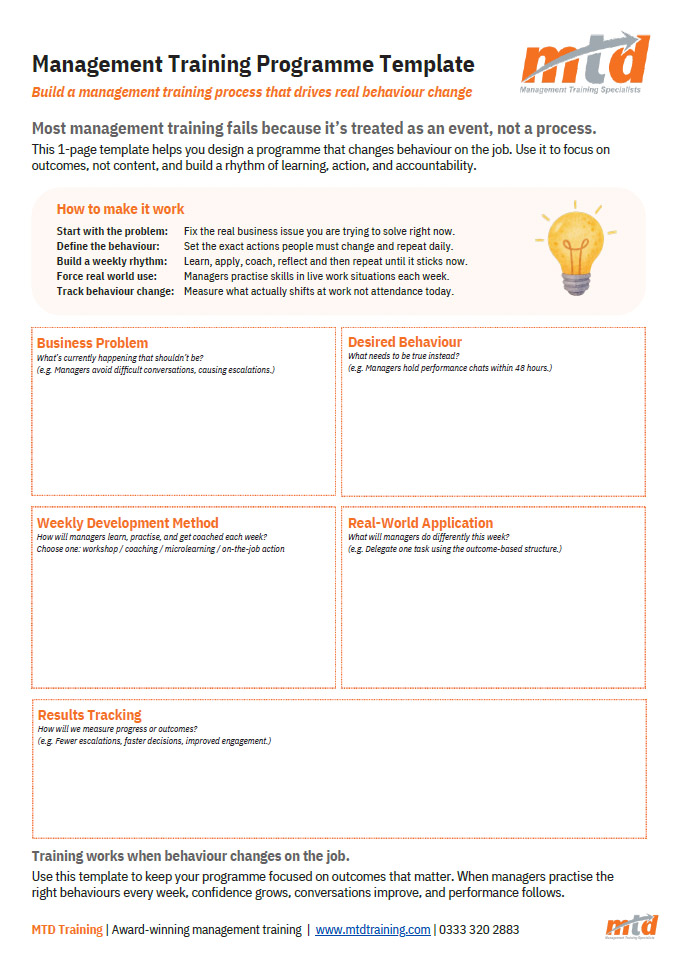 MTD Training Programme Template