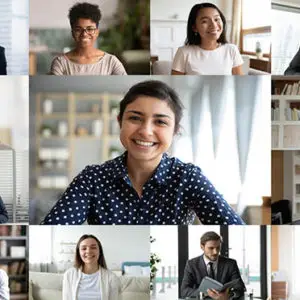 Webcam Screen View Multiracial Businesspeople Involved In Group
